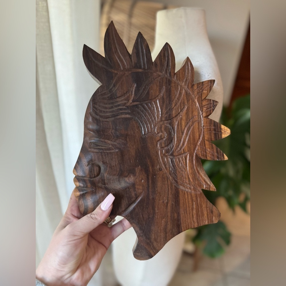 Vintage Hand-Carved Wooden African Wall Hanging Tribal Silhouette Sculpture‎ 13”